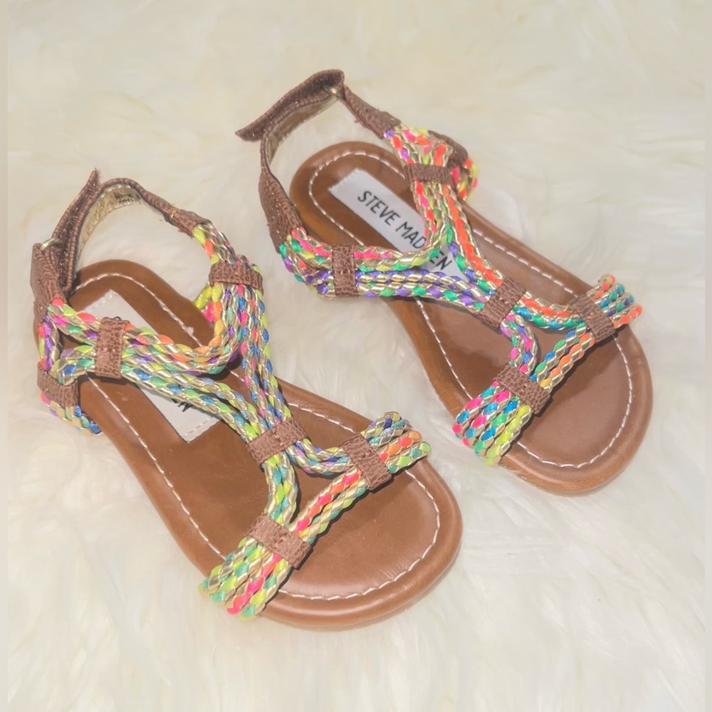 Girls Steve Madden Multicolor Sandals Size 8c NEW